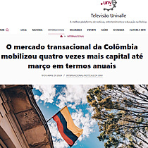 O mercado transacional da Colmbia mobilizou quatro vezes mais capital at maro em termos anuais